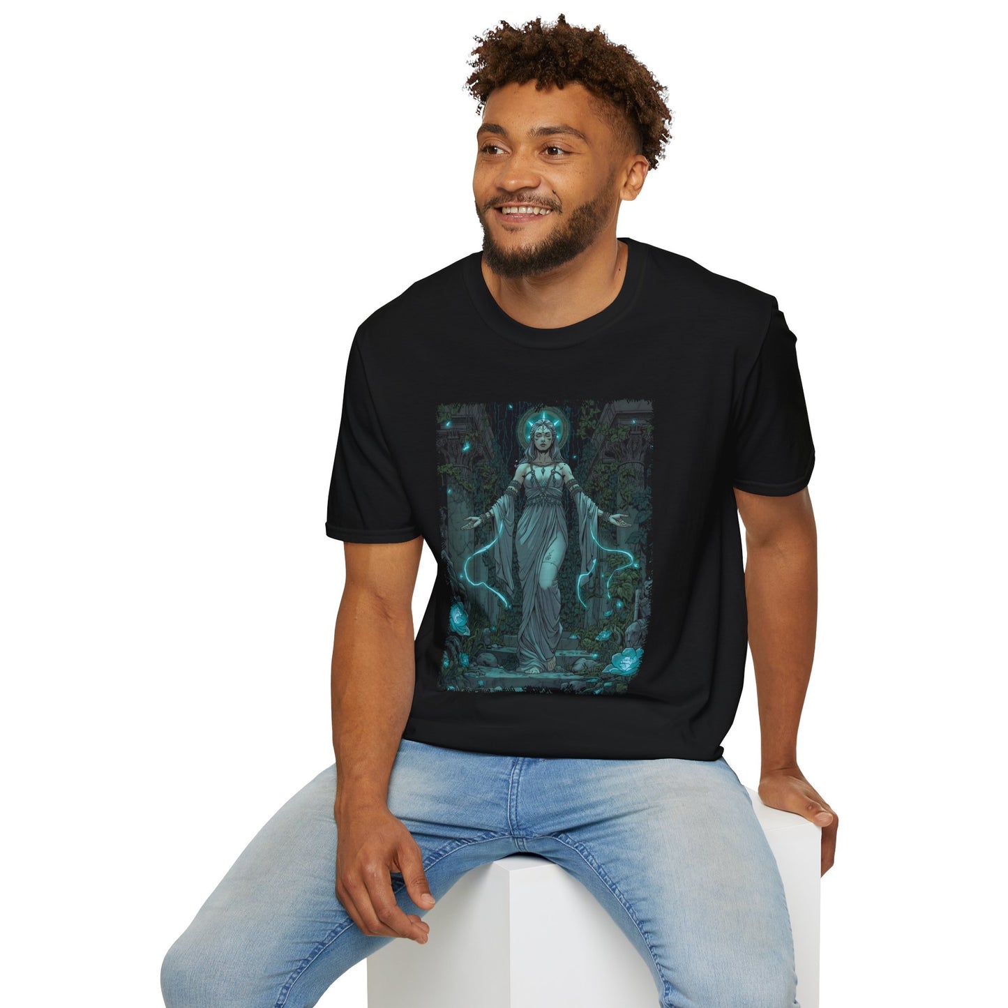 The Marble Oracle of the Forgotten Temple T-Shirt – 80s Mythic Fantasy Comic Illustration