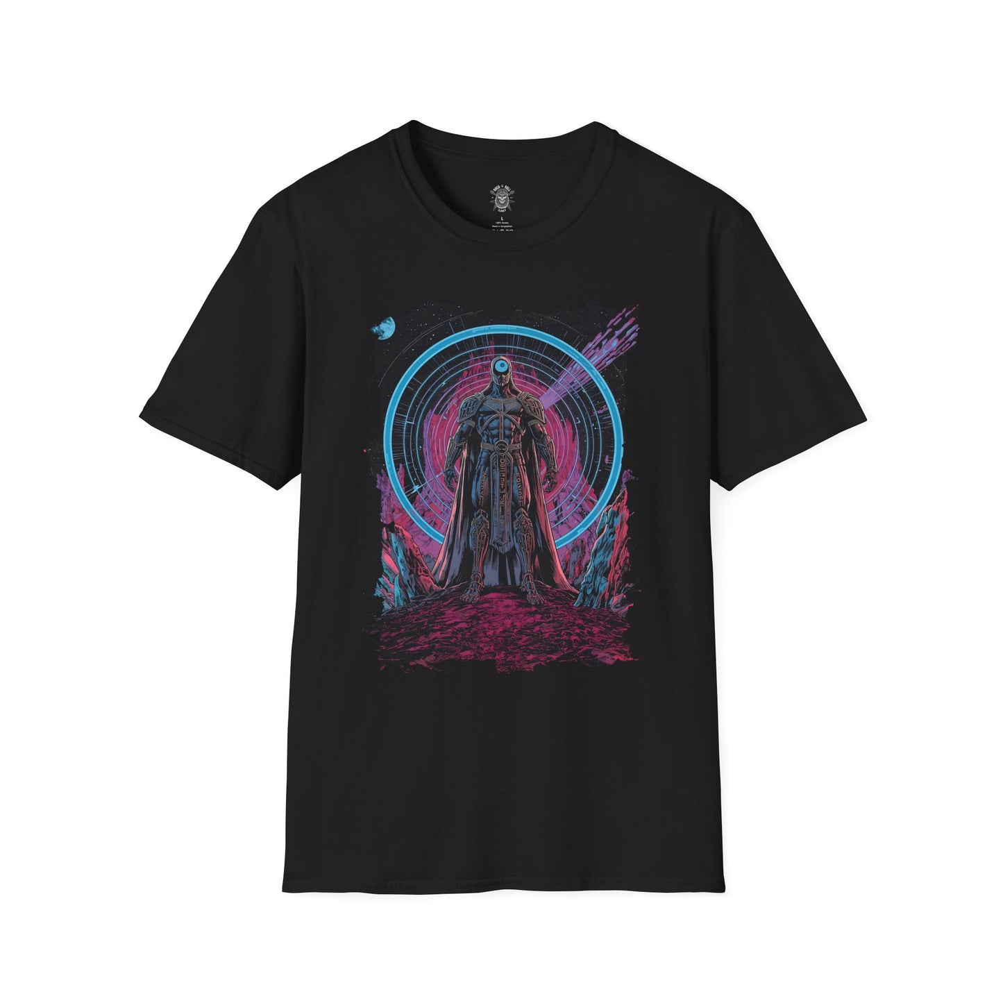 Astral Gatekeeper T-Shirt - 80s Sci‑Fi Comic Cosmic Guardian Design