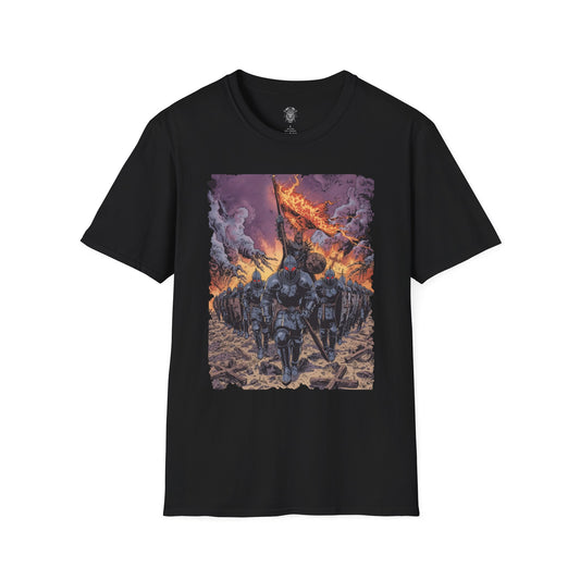 Dark Knight Horde T-Shirt - Armored Knights with Spiked Banner Graphic