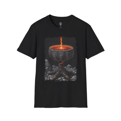 The Ember Chalice Ritual Fire T-Shirt – 80s Dark Fantasy Relic Illustration
