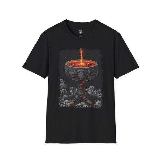 The Ember Chalice Ritual Fire T-Shirt – 80s Dark Fantasy Relic Illustration