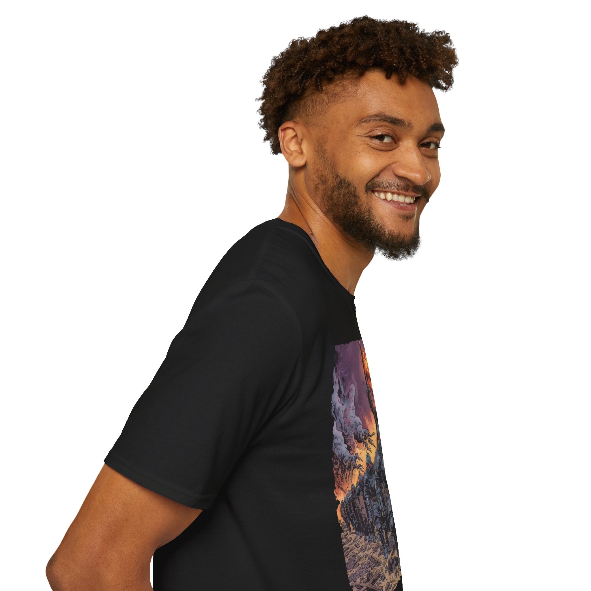 Dark Knight Horde T-Shirt - Armored Knights with Spiked Banner Graphic