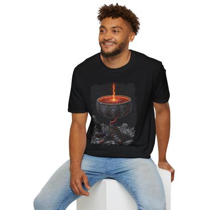 The Ember Chalice Ritual Fire T-Shirt – 80s Dark Fantasy Relic Illustration