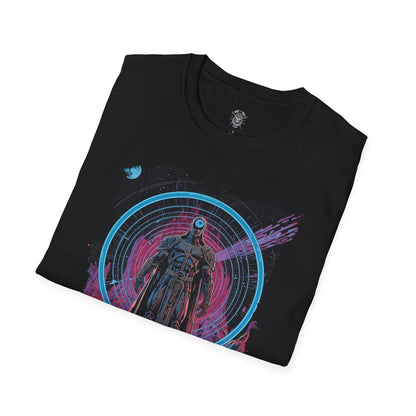 Astral Gatekeeper T-Shirt - 80s Sci‑Fi Comic Cosmic Guardian Design
