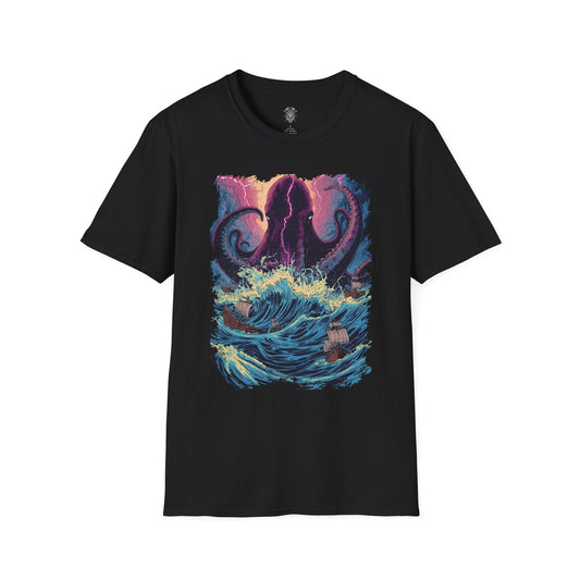The Abyssal Leviathan T-Shirt - Stormy Sea Monster Graphic Tee